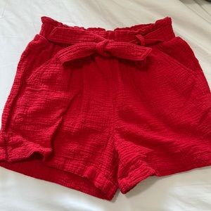 Knox Rose Red Shorts, tie at the waist